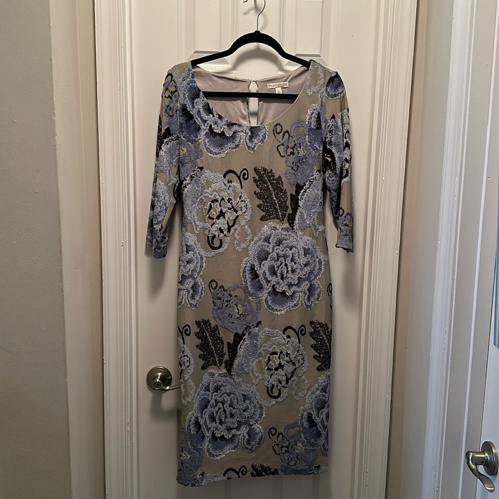 Used NY&C x Eva Mendes Size 6 Blue/Grey Floral Dress